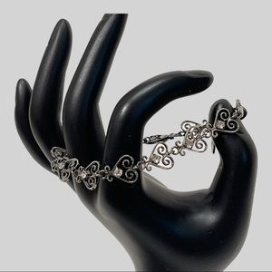 Vintage Carolee Silvertone Hearts and Rhinestones Bracelet